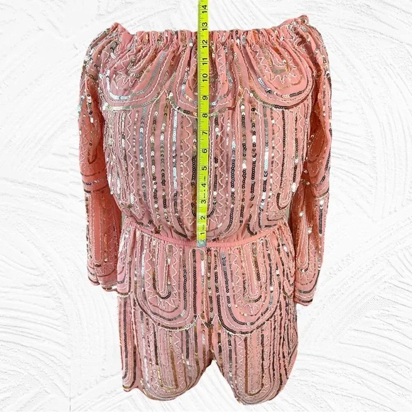 🎀 Main Strip Pink Sequin Romper, Barbie, NFR Fashion, Women’s Size Large, NWT - Picture 8 of 15